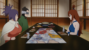 Anko and Shino discussing Kiri's affairs with Mei