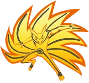 Kurama com a mortalha de chakra de Naruto