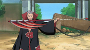 Hidan blandiendo su Guadaña de Triple Hoja