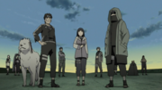 Team Kurenai awaiting to begin the second stage of the Chūnin Exams