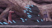 Kurotsuchi y Chōjūrō reteniendo a Kinshiki