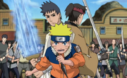 Tsukado junto con Naruto y Katazu enfrentando a la Pandilla Kanabun