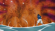 La imagen de Kurama aparece frente a Sasuke