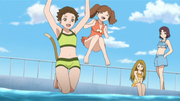 As garotas na piscina