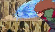 Chōji golpea a Asuma con el Bombardeo de la Bala Mariposa