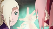 Ino cura a mão de Sakura