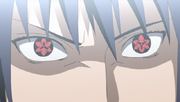 Primera aparición del Mangekyō Sharingan Eterno de Sasuke