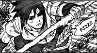 Sasuke charging towards an impaled Sakura and Madara