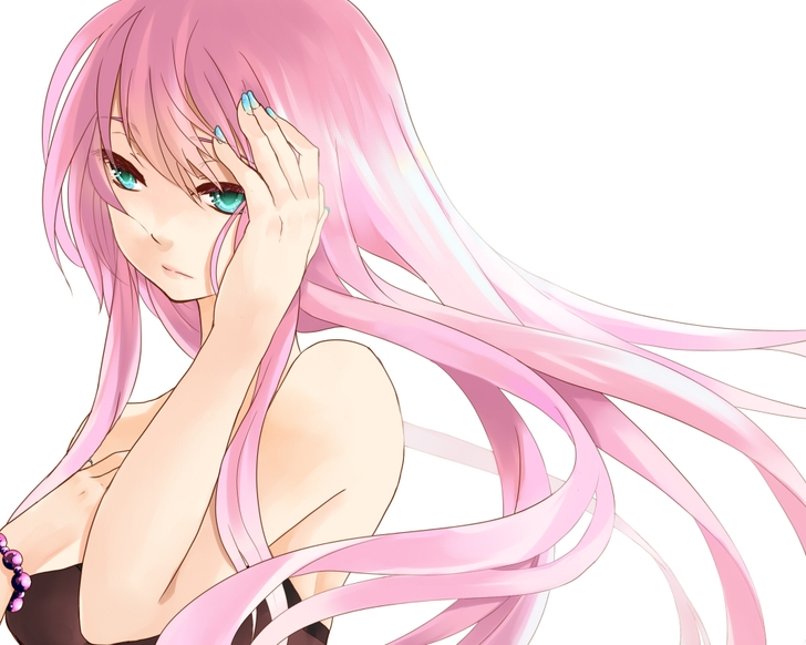 Anime girl pink hair pink eyes