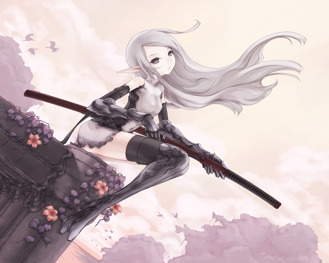 Image Anime Girl With Sword And Silver Hair Hd Anime Casero