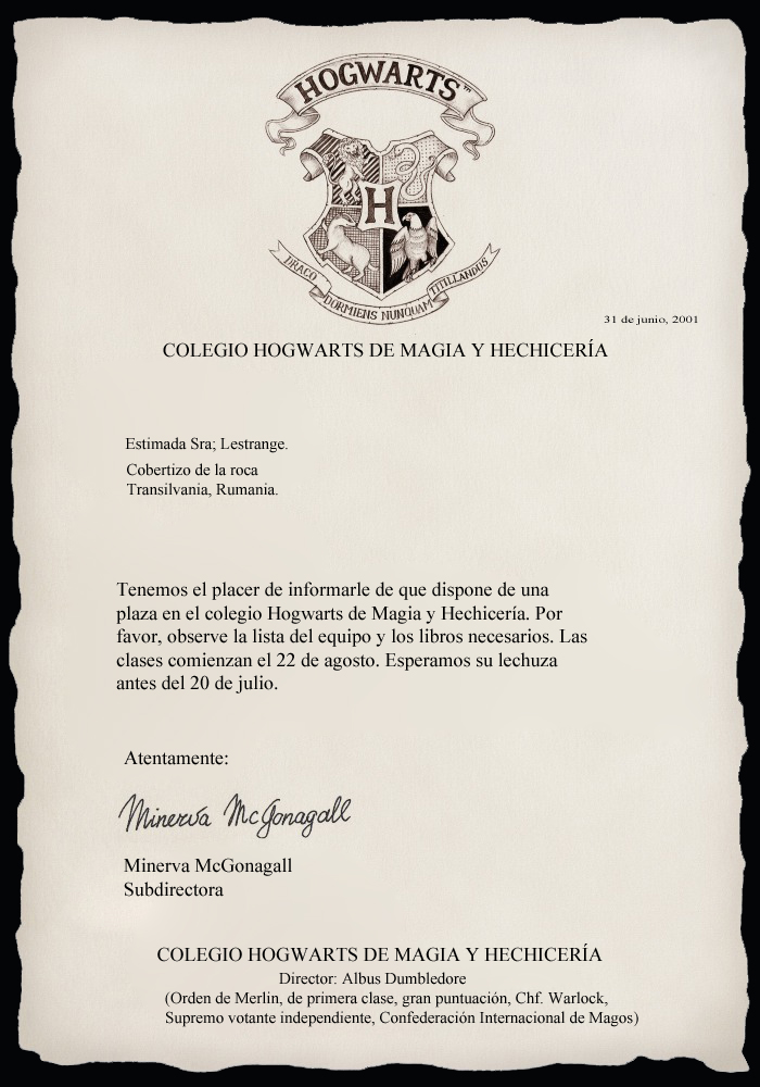 Imagen - Carta de Hogwarts.jpg  Anime y Peliculas 