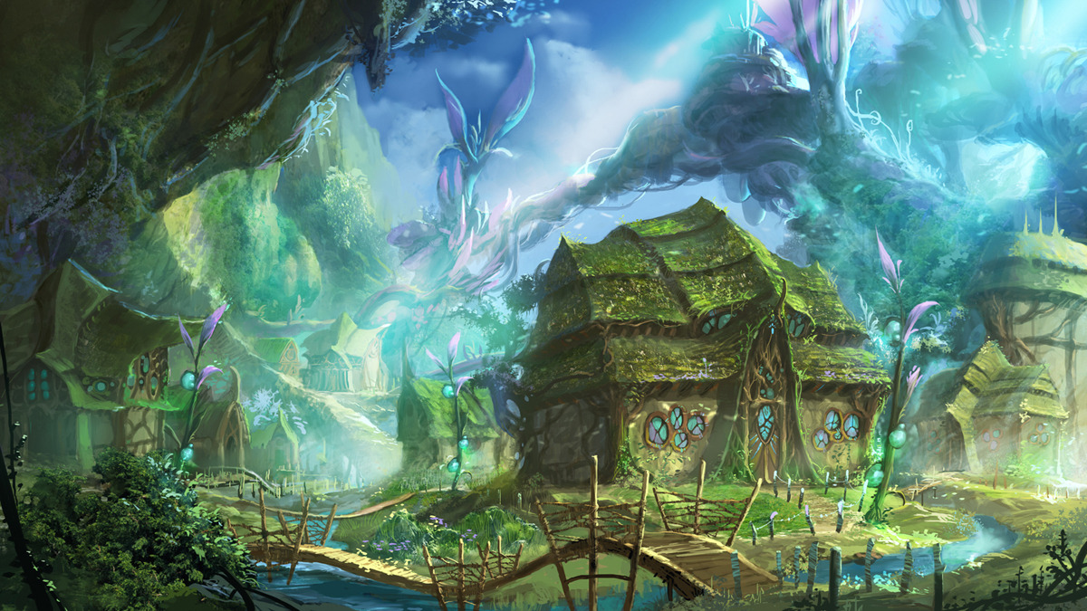 1200x675 18592 Forest village 2d fantasy architecture village picture image digital art