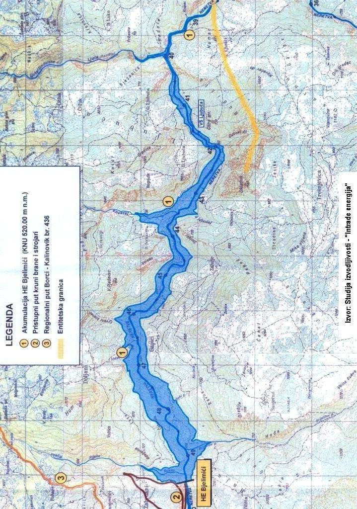 neretva mapa Image   HE Bjelimici   Topo Mapa brane i jezera iz Nas pogled od  neretva mapa