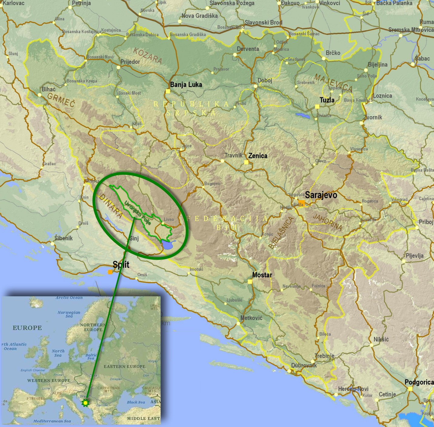 popovo polje karta Image   Livanjsko Polje   General Map of BiH. | Neretva Wiki  popovo polje karta