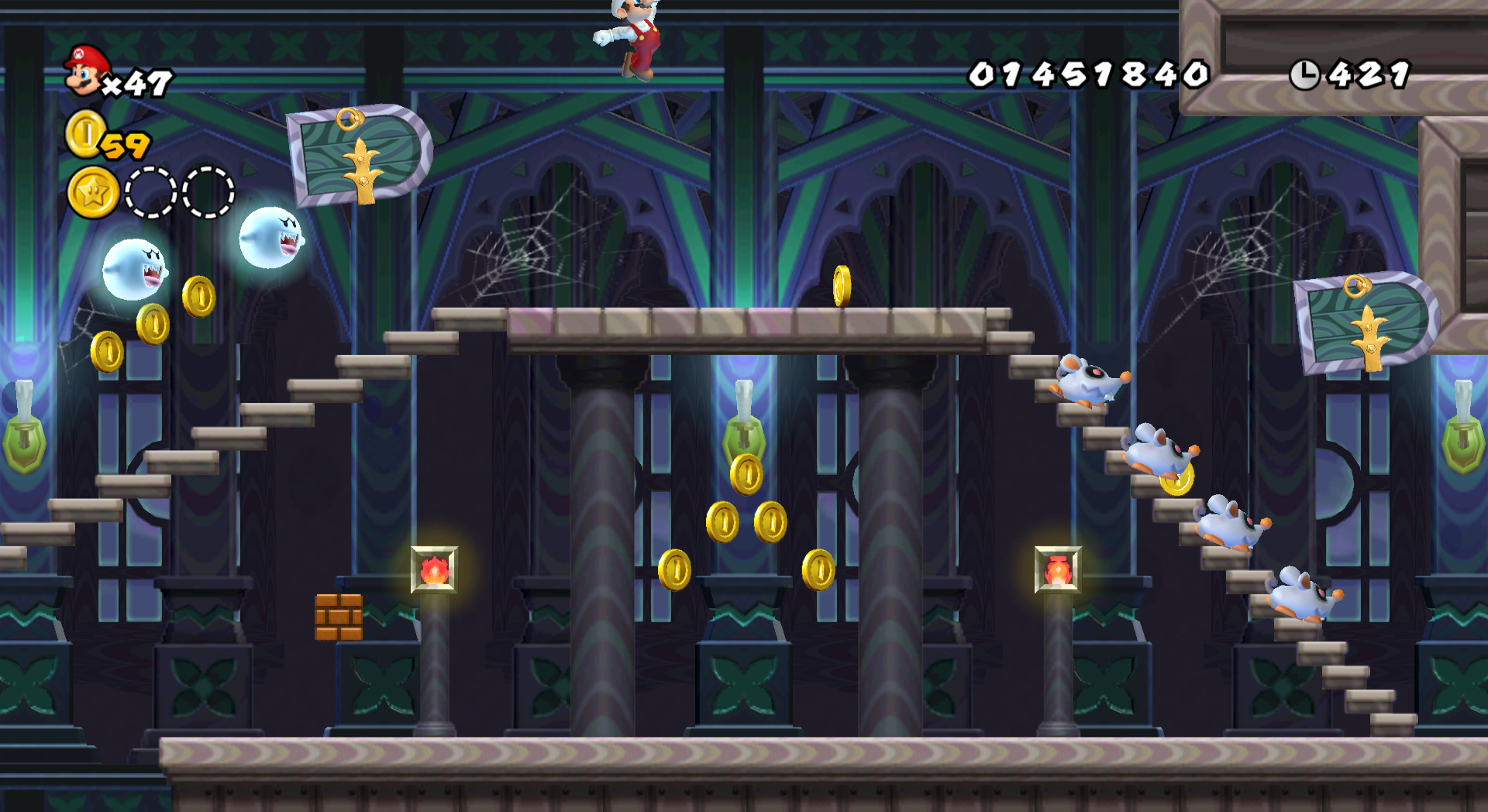is there a secret passageway in super mario bros wii world 3 in the ghost house to get to world 6