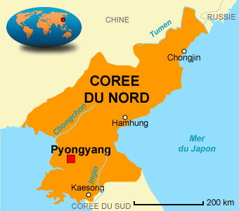 coree du nord carte geographique