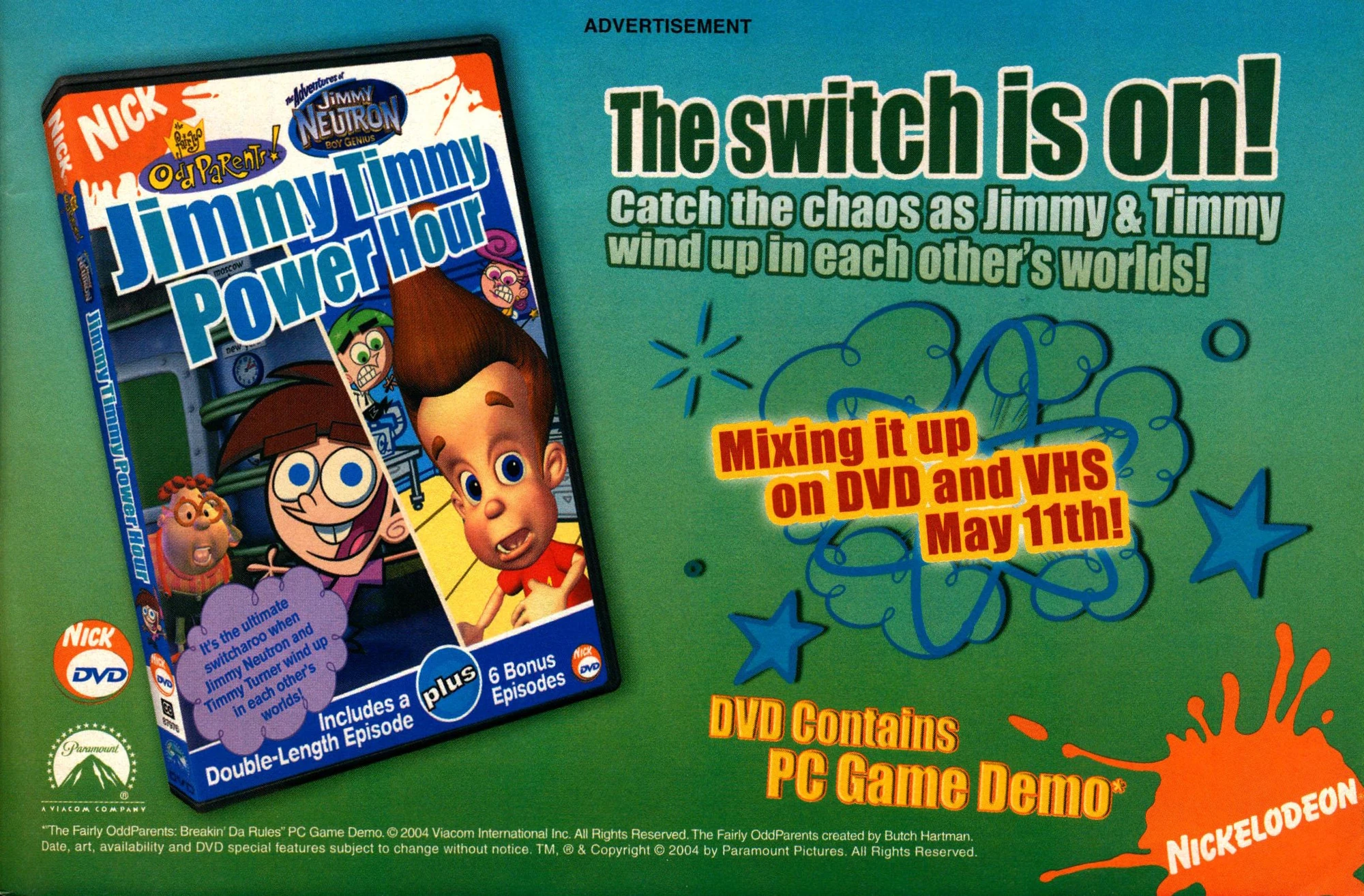 Image Jimmy Timmy Power Hour DVD advertisement Nickelodeon Magazine