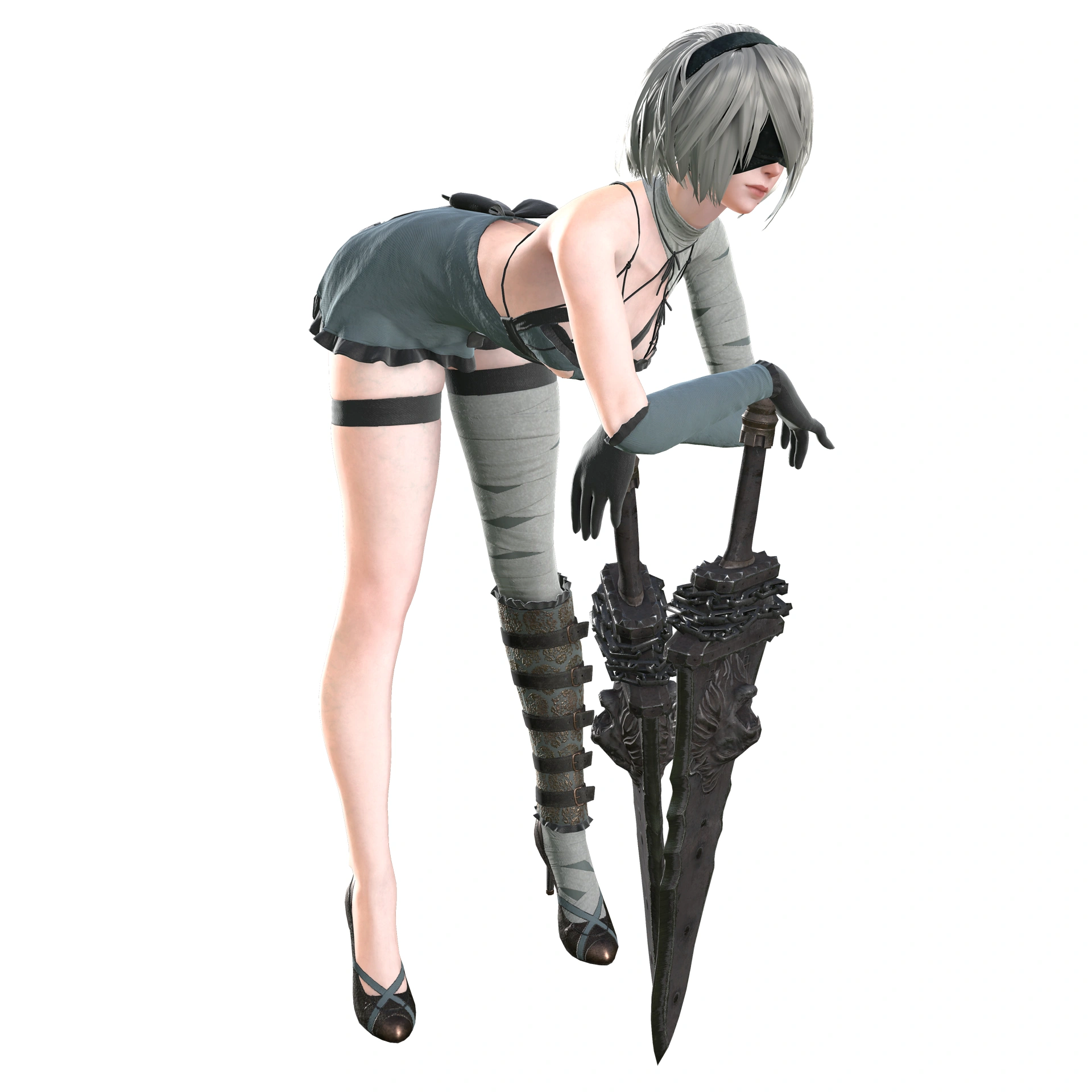 Imagen Render de 2B usando el traje sugerente.png NieR Wiki