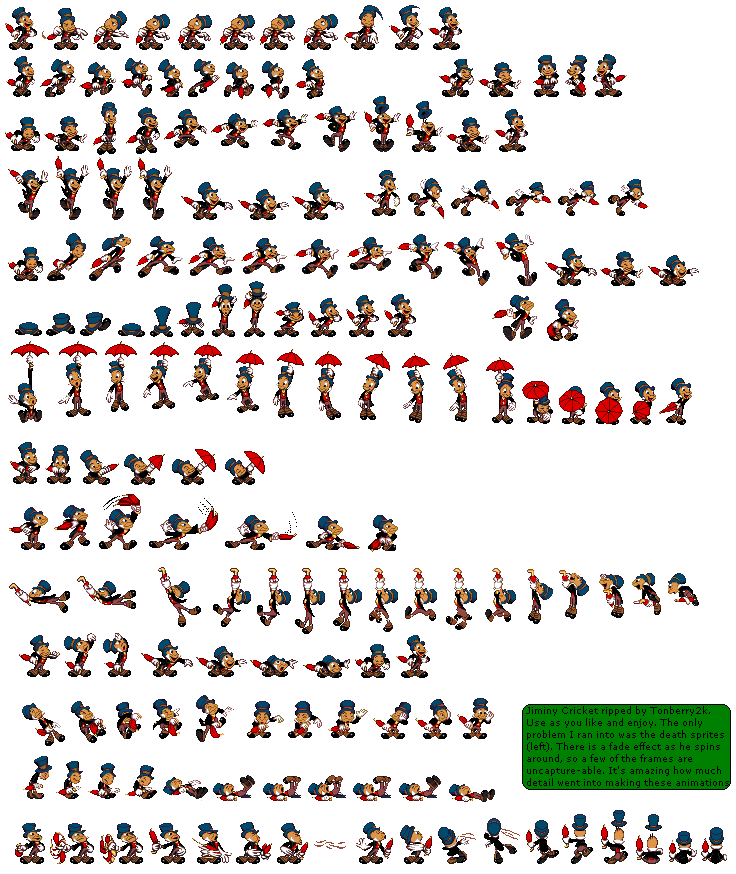 Image - Disney Pinocchio Jiminy Cricket Sprites.png | Nintendo | FANDOM ...