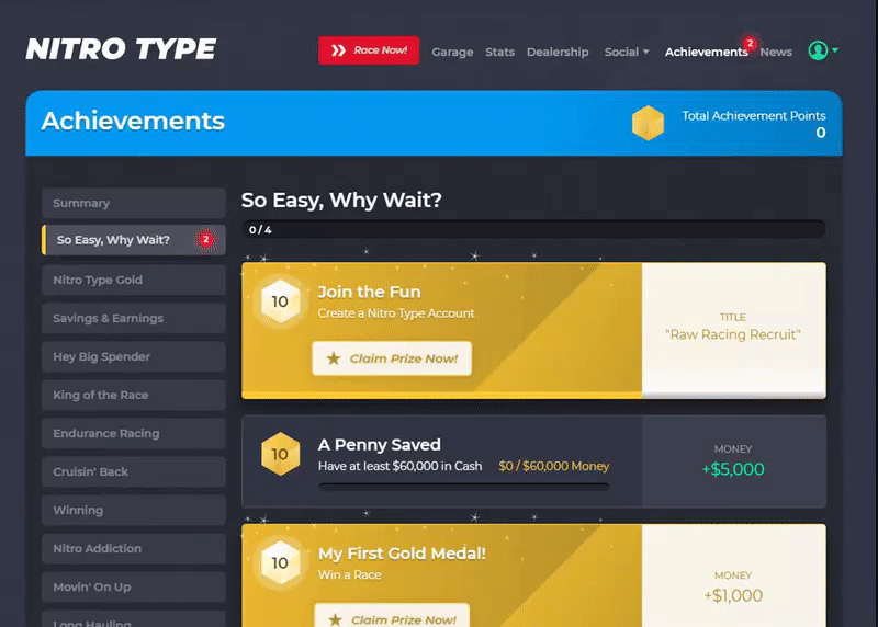 Achievements Nitro type guide and tips Wiki Fandom