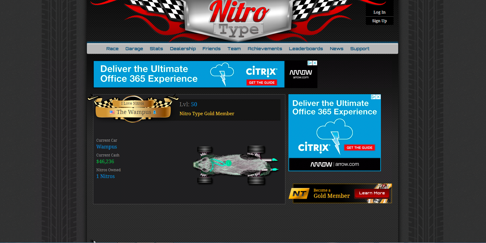 Nitro type account with money