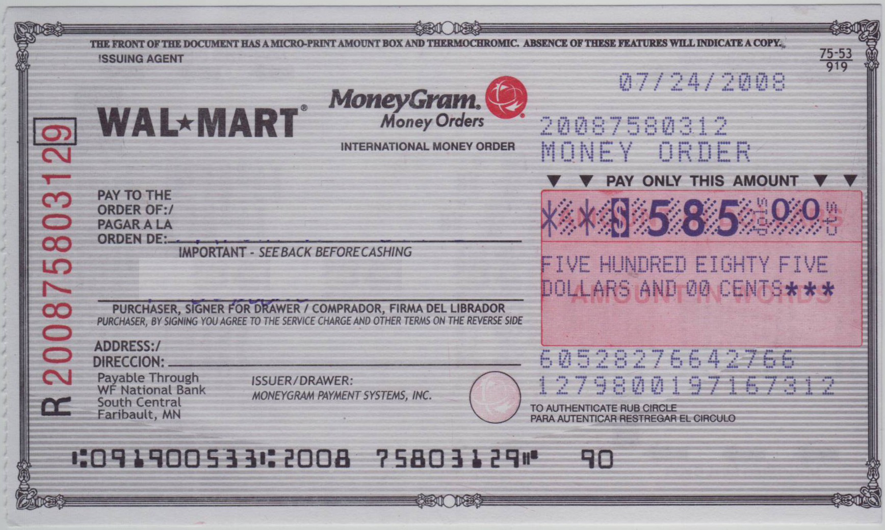 How To Fill Western Union Money Order Moneygram Receipt Template