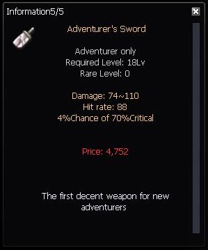 Basic Adventurer's Sword stat