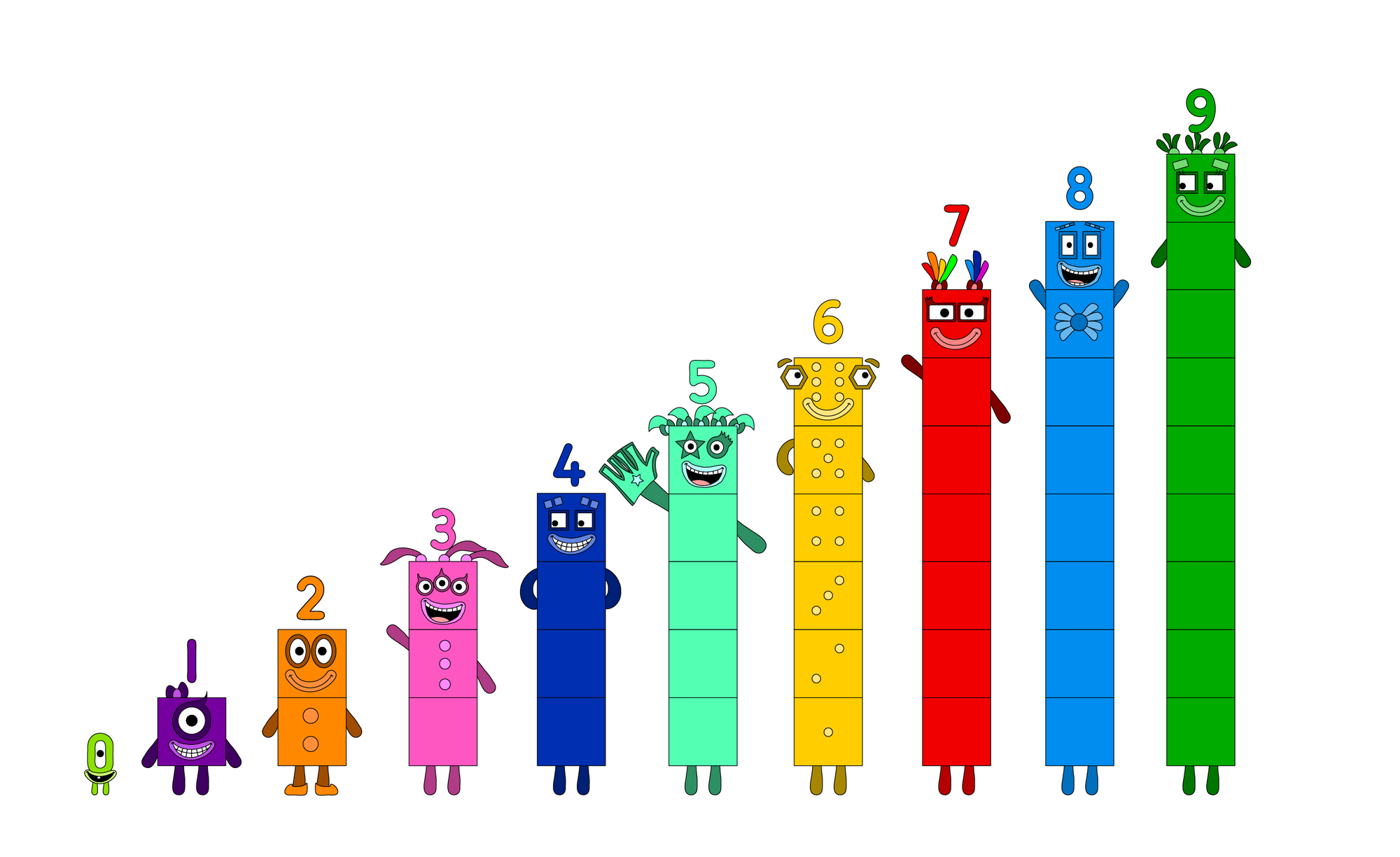 Image - Numberblocks to 100 according to the numberjacks (Part 1, 0-9