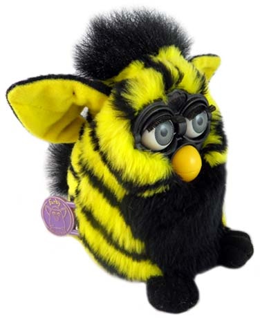 black and yellow furby