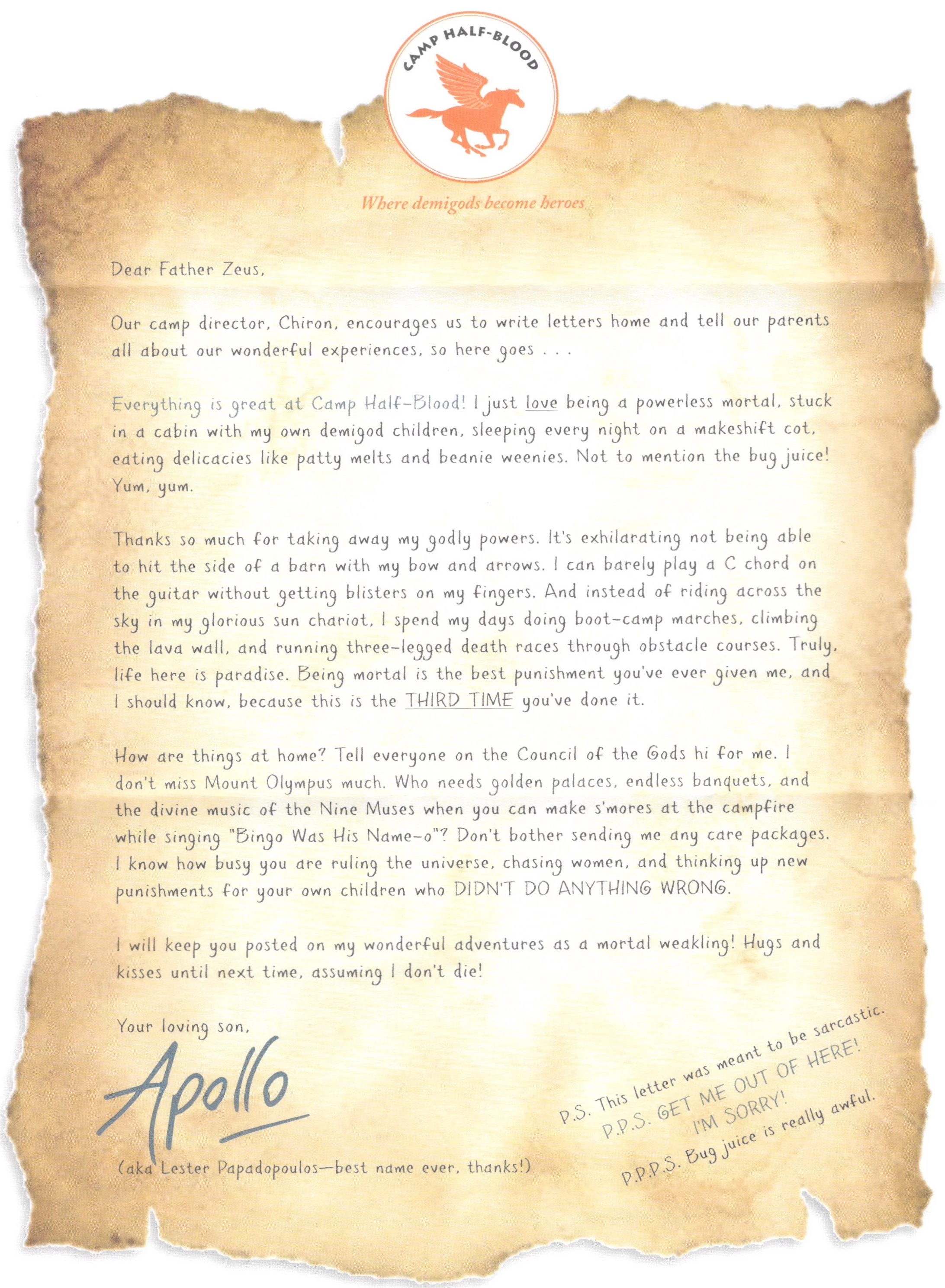 Letter From Apollo To Zeus Riordan Wiki Fandom