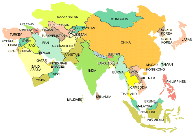 Asia Countries Map