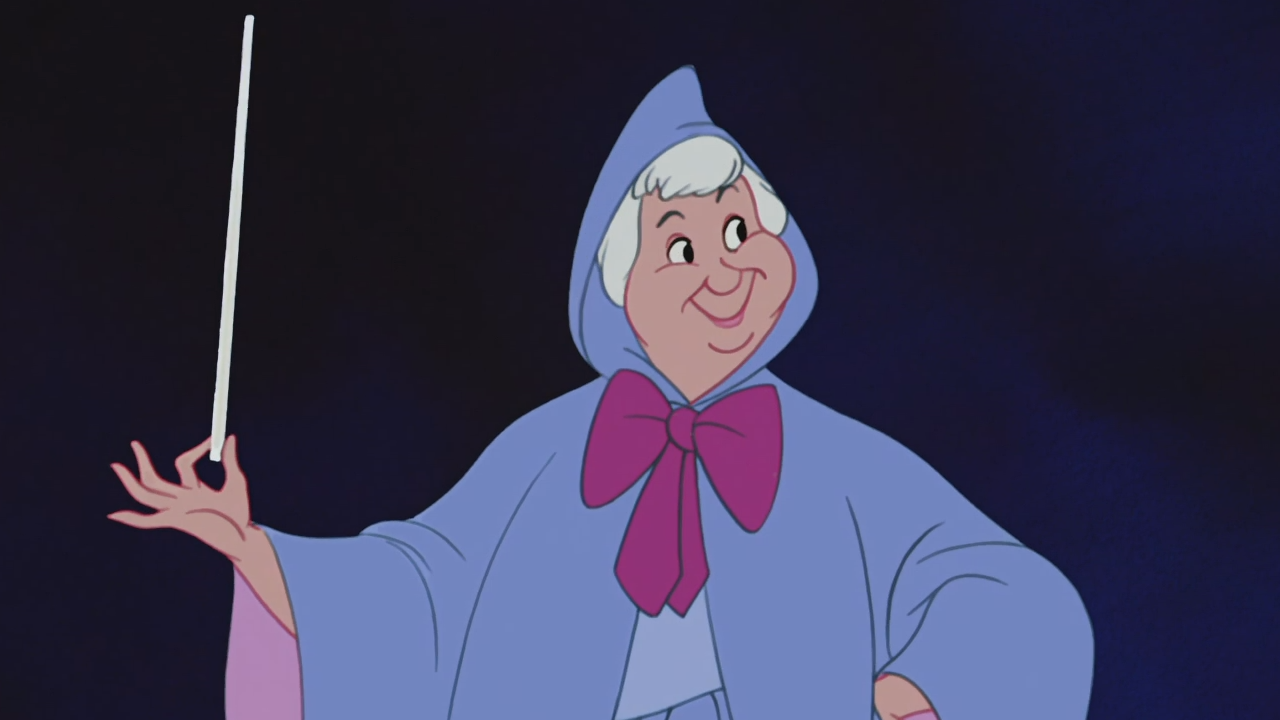 Image Cendrillon (Disney) 1950 Marraine la Bonne Fée apparition main baguette magique.png