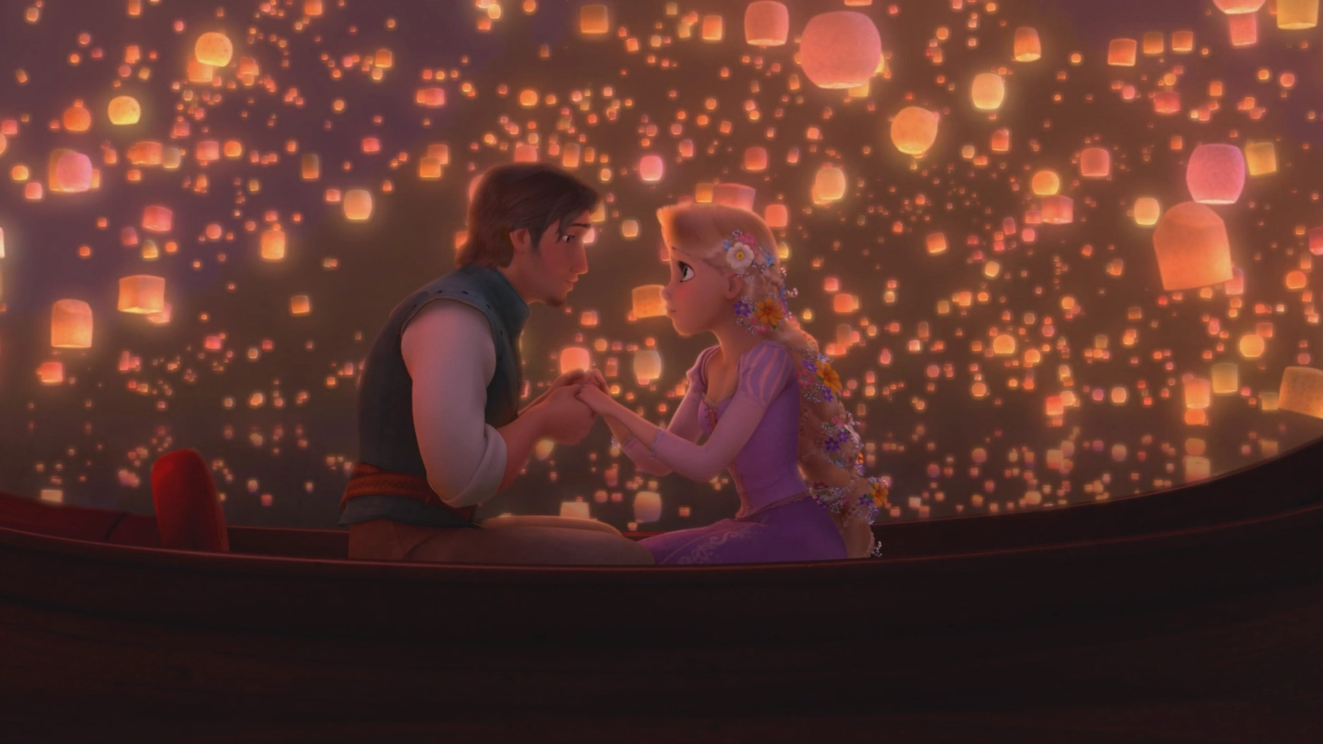 Fichier Raiponce Disney Flynn Rider lanternes embarcation barque bateau fin chanson Je Veux Croire