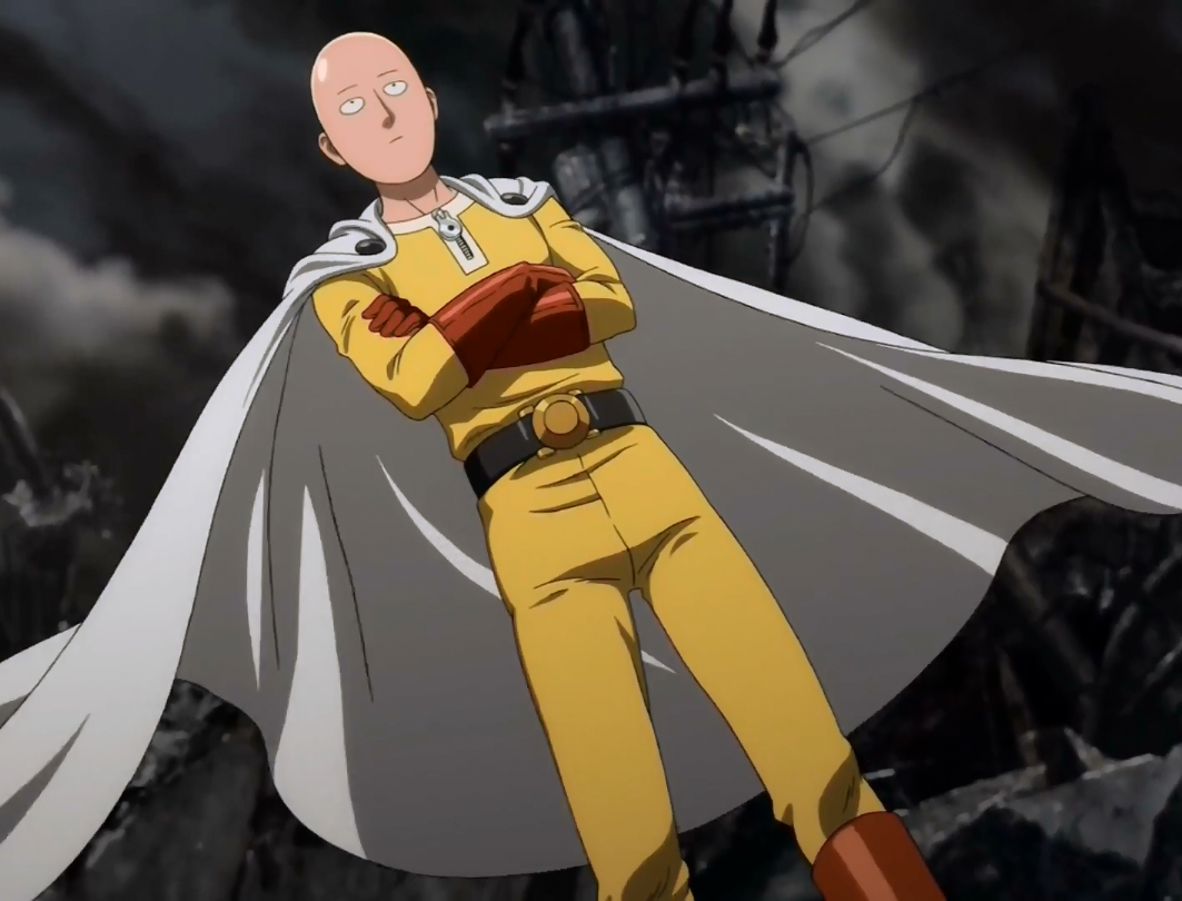 One punch man wiki. Ванпанчмен. Сайтама. Сурью Ванпанчмен. Сайтама в крутой позе.