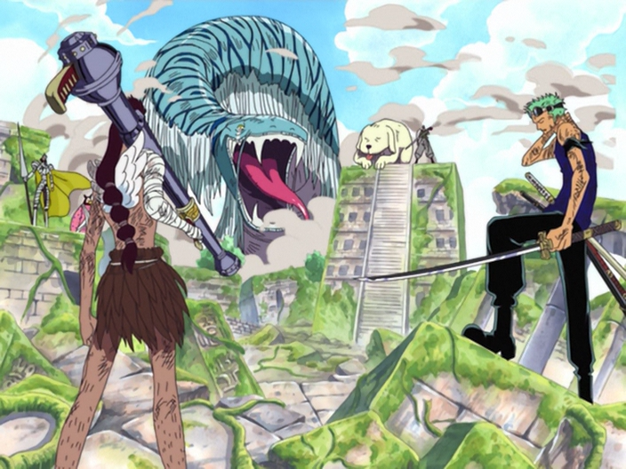 Monkey wearing a straw hat on skypiea golden bell : r/OnePiece