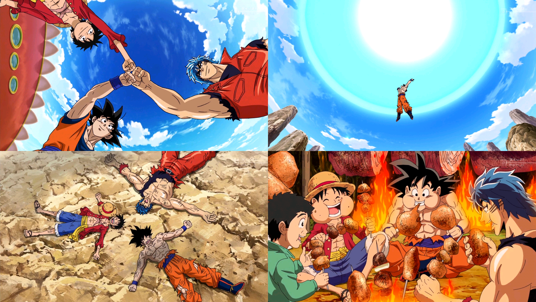 Resultado de imagen para crossover de goku toriko y luffy
