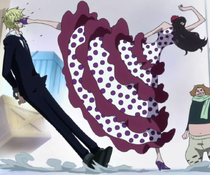 Violet pegando a Sanji