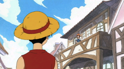 Luffy encontrándose con Nami