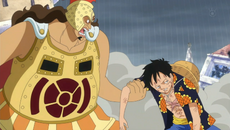 Gatz ayuda a Luffy