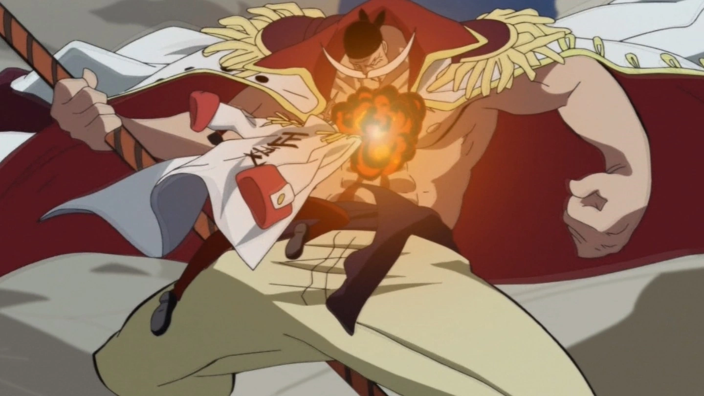 Image Sakazuki Attacks Whitebeard.png One Piece Encyclopédie