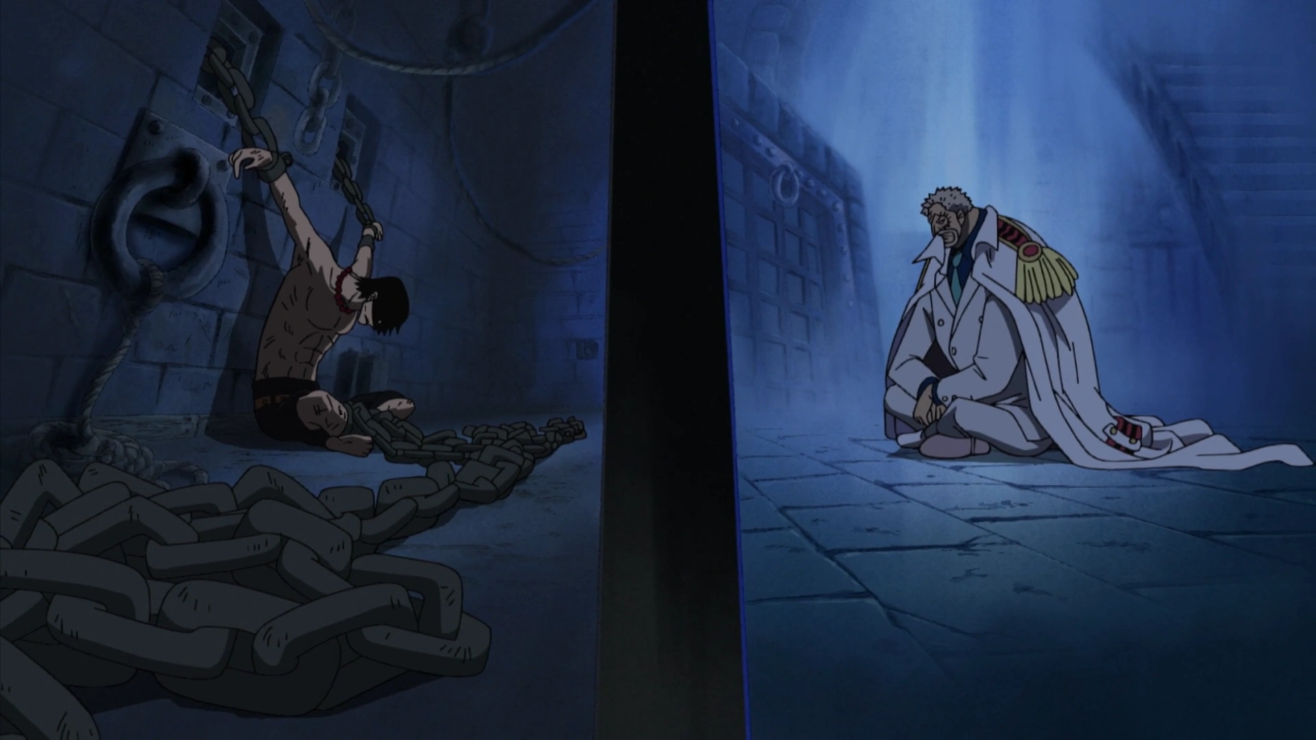 Image Ace and Garp in Impel Down.png One Piece Wiki FANDOM