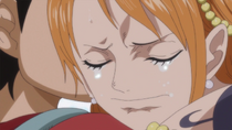 Nami Crying in Luffy's Arms