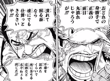 Sakazuki discutiendo con Issho