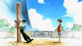 Luffy conociendo a Zoro