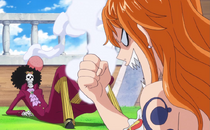 Nami Furious with Brook