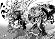 Orochi transforms to fight Garou