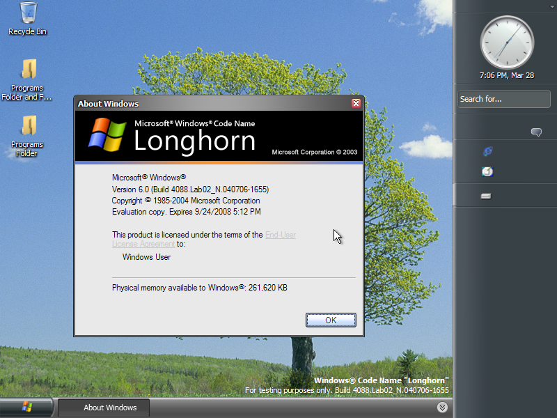 windows longhorn simulator
