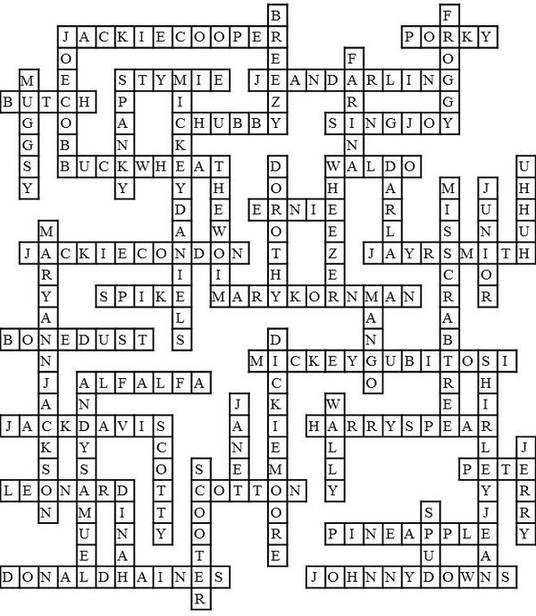 Our Gang Crossword Solution Our Gang Wikia Wiki FANDOM powered by Wikia