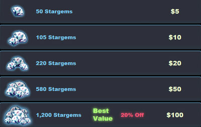 Star gem price list