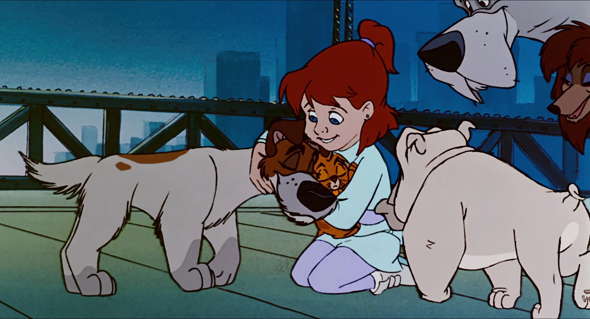 Image Jenny thanking Oliver, Dodger and the gang for saving her from